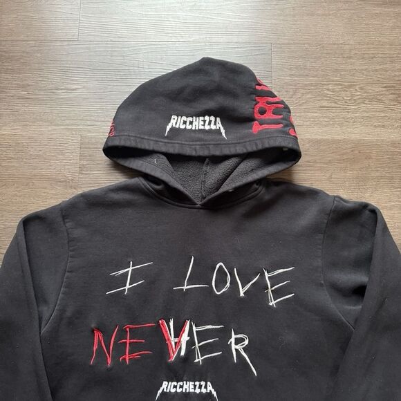 Ricchezza I Love NevHer Hoodie Size Large Rich Off My Exes 2020 Rare Black - Picture 2 of 10